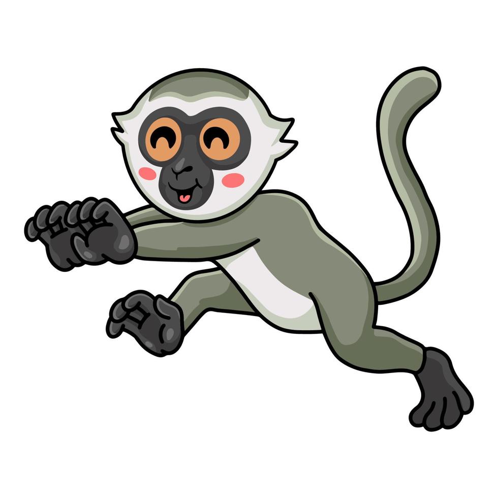 Cute little vervet monkey cartoon running vector
