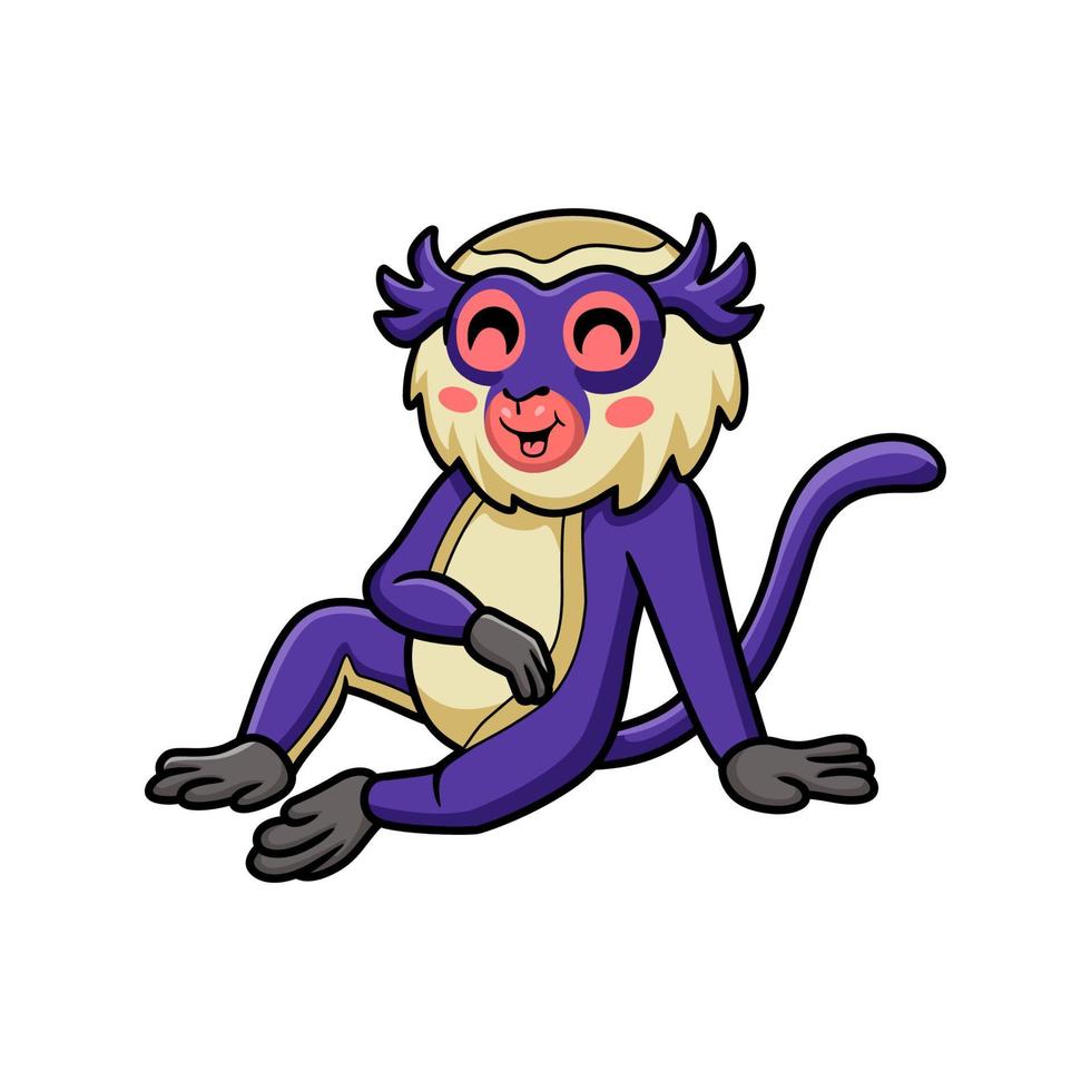 Cute mona monkey cartoon sitting vector