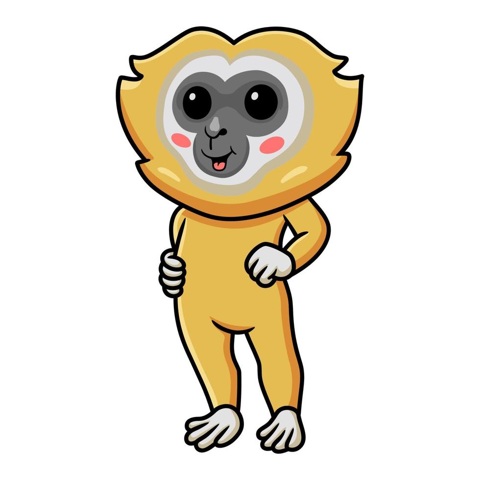 Cute little gibbon cartoon standing vector