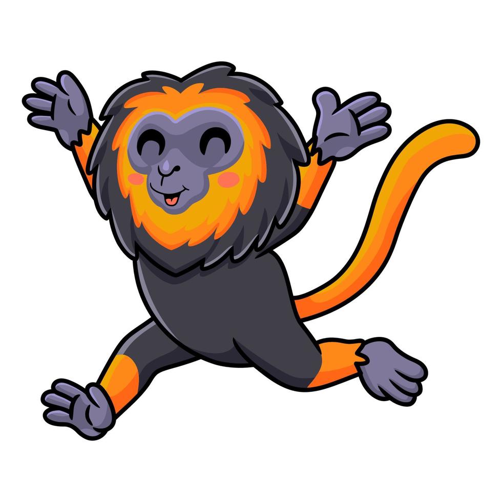 lindo pequeño león mono dibujos animados corriendo vector