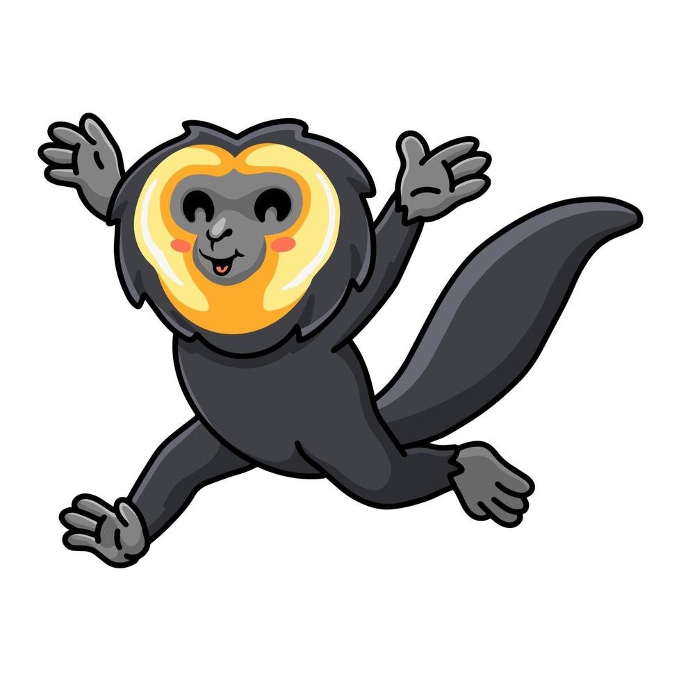 Cute little saki monkey cartoon running vector