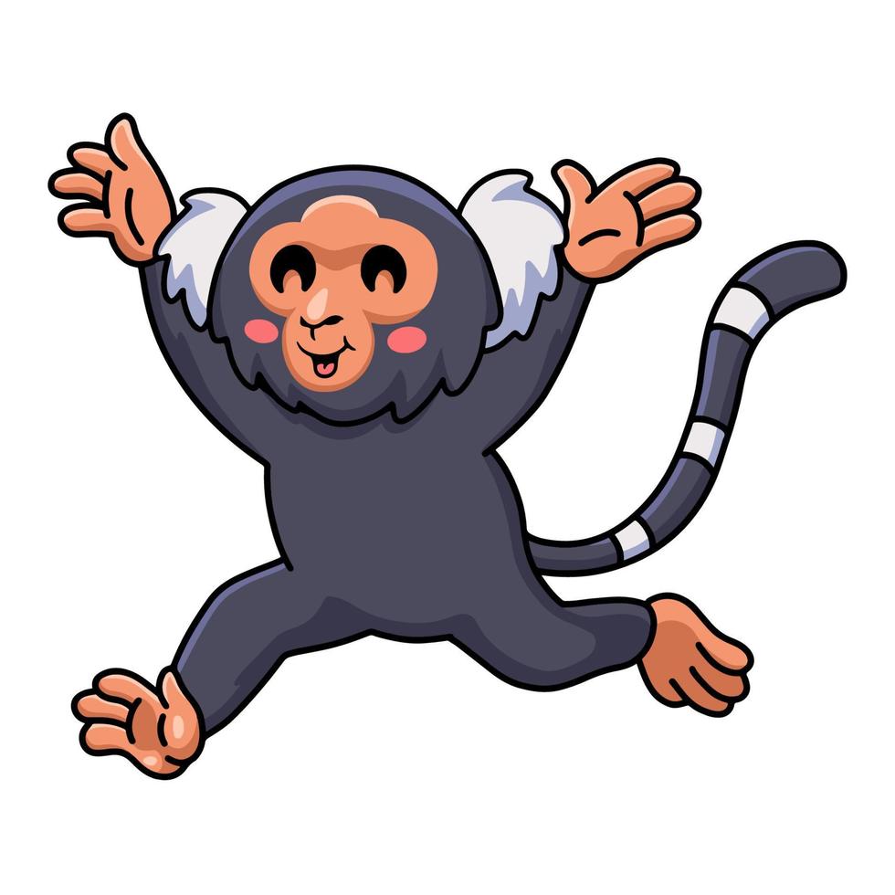 Cute pygmy marmoset monkey cartoon running vector