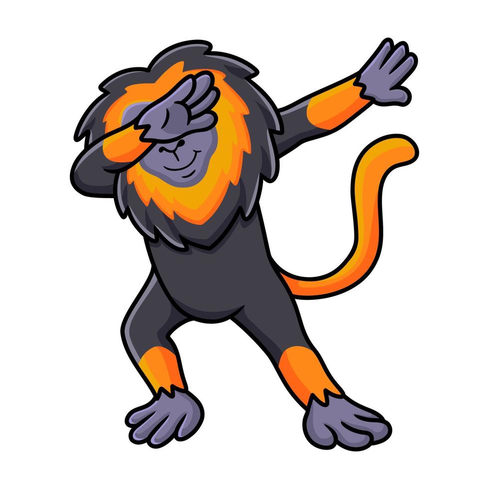lindo pequeño león mono dibujos animados bailando vector