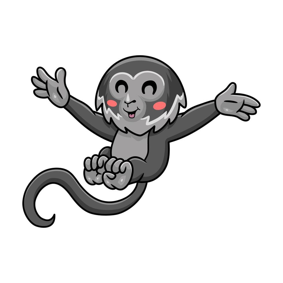 Cute dibujos animados de mono araña negro posando vector
