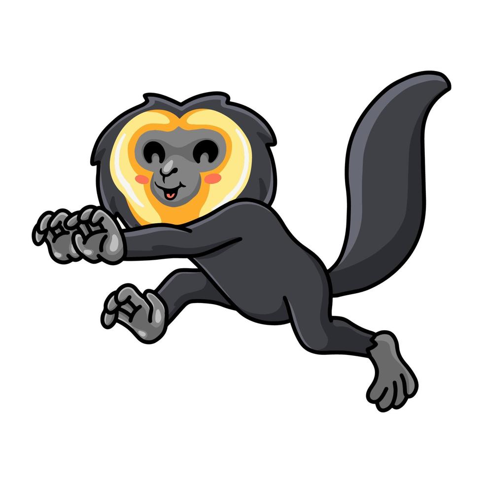 Cute little saki monkey cartoon running vector