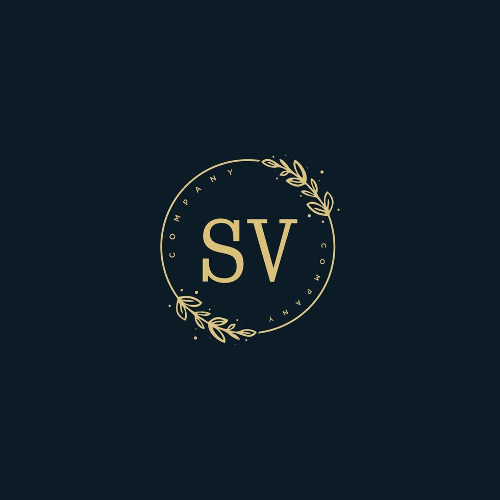 Initial SV beauty monogram and elegant logo design, handwriting logo of initial signature, wedding, fashion, floral and botanical with creative template. vector