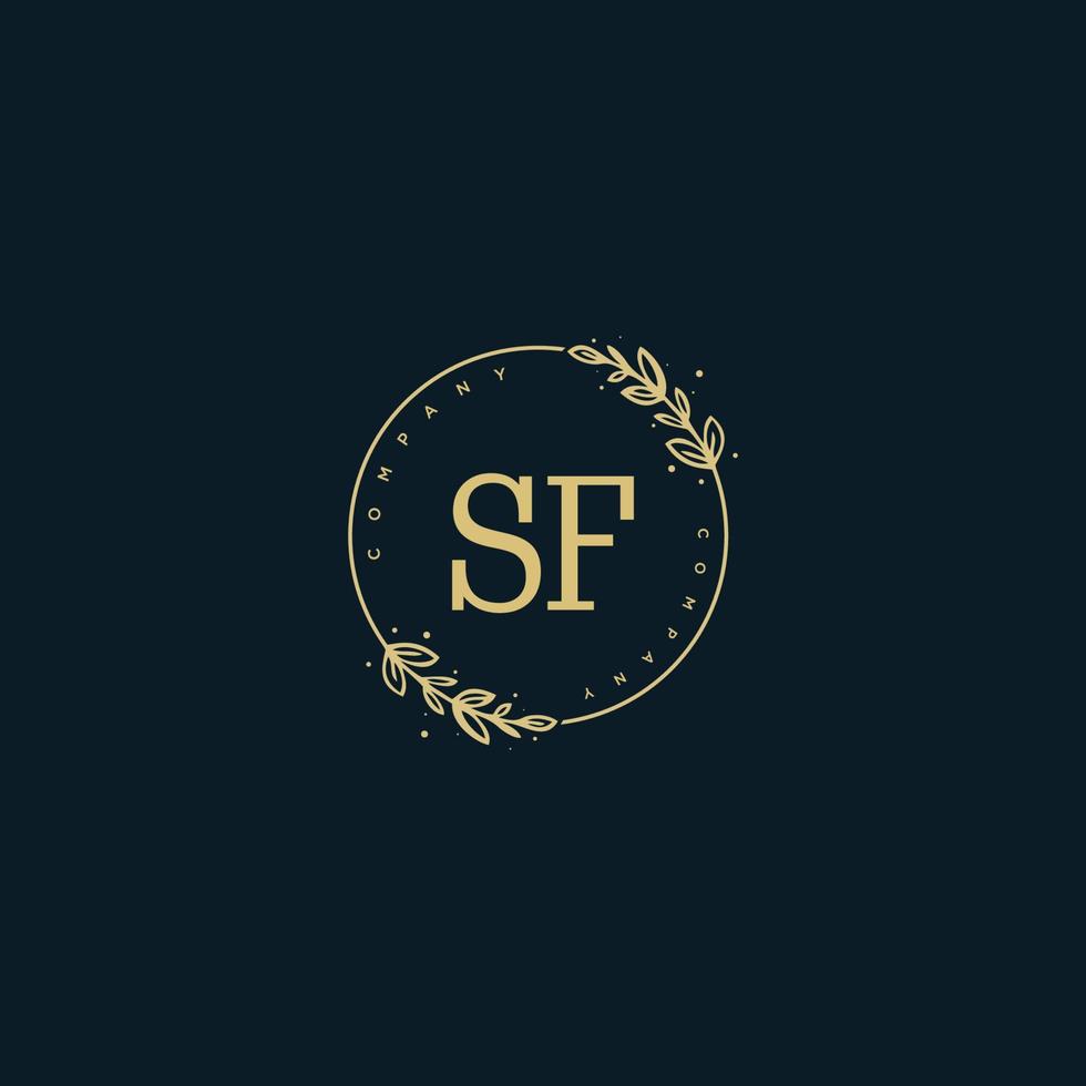 Initial SF beauty monogram and elegant logo design, handwriting logo of initial signature, wedding, fashion, floral and botanical with creative template. vector