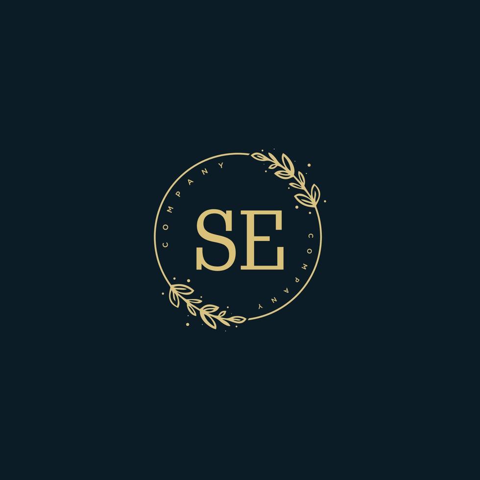 Initial SE beauty monogram and elegant logo design, handwriting logo of initial signature, wedding, fashion, floral and botanical with creative template. vector