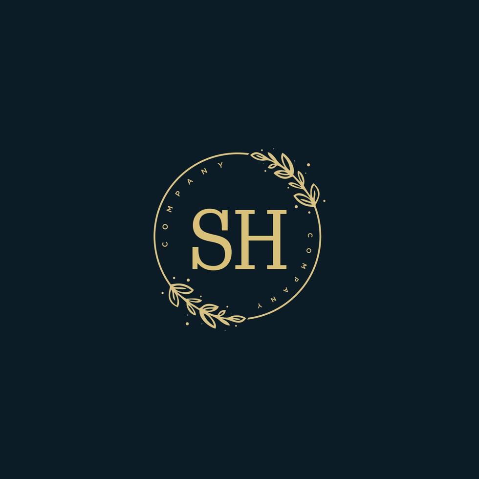 Initial SH beauty monogram and elegant logo design, handwriting logo of initial signature, wedding, fashion, floral and botanical with creative template. vector