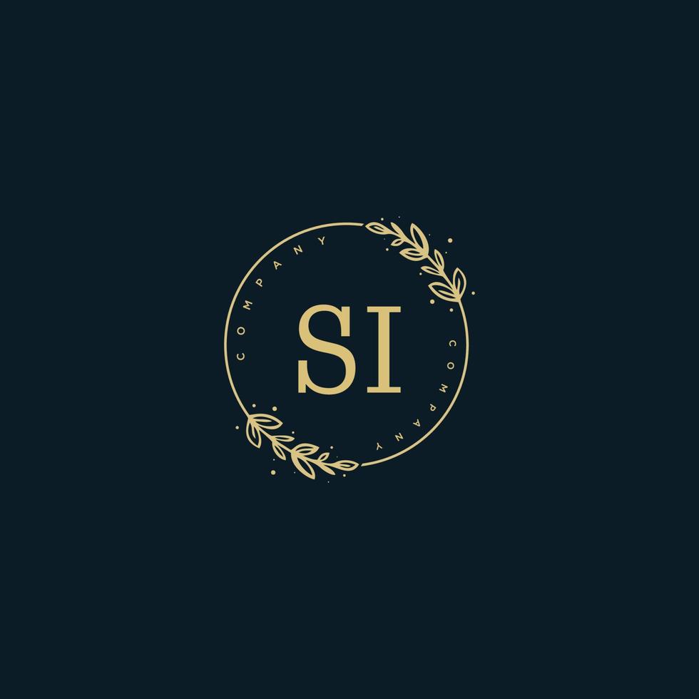 Initial SI beauty monogram and elegant logo design, handwriting logo of initial signature, wedding, fashion, floral and botanical with creative template. vector