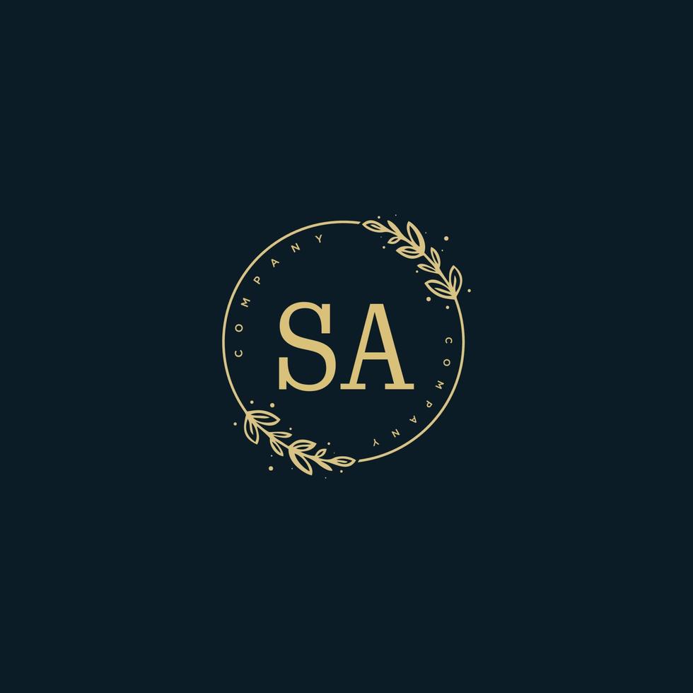 Initial SA beauty monogram and elegant logo design, handwriting logo of initial signature, wedding, fashion, floral and botanical with creative template. vector