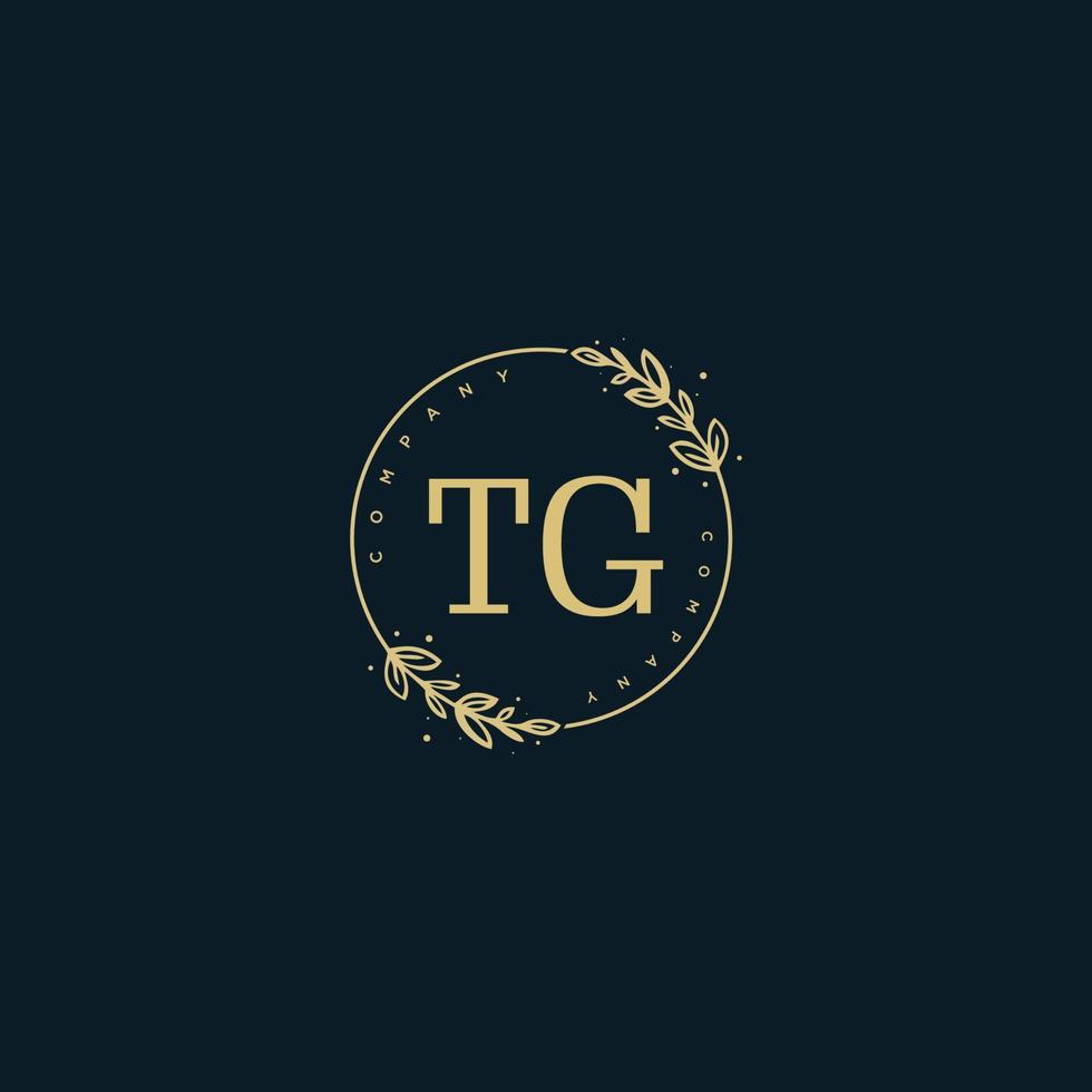 Initial TG beauty monogram and elegant logo design, handwriting logo of initial signature, wedding, fashion, floral and botanical with creative template. vector