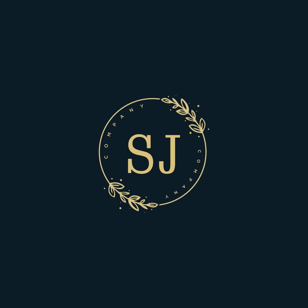 Initial SJ beauty monogram and elegant logo design, handwriting logo of initial signature, wedding, fashion, floral and botanical with creative template. vector