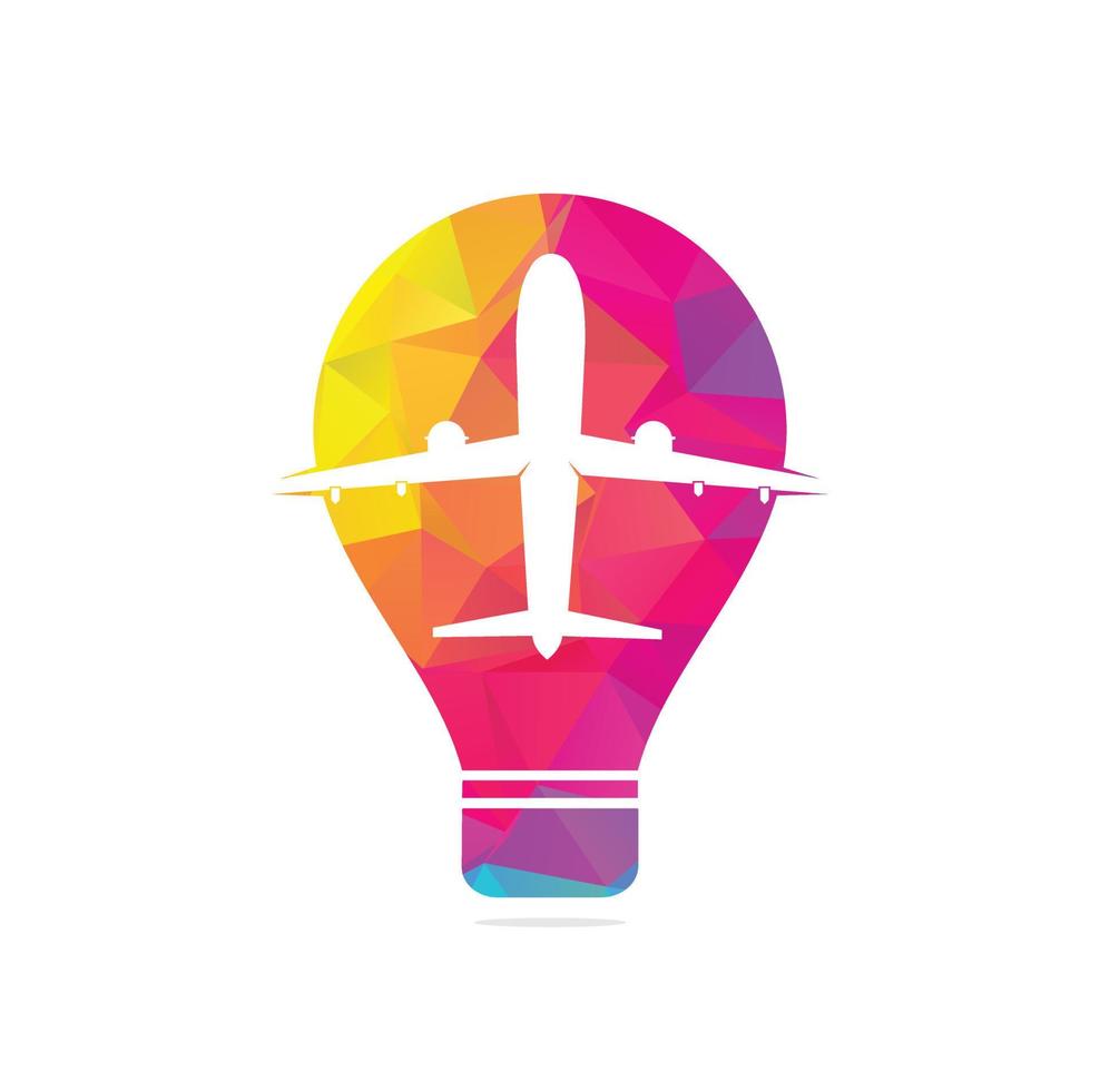 diseño del logotipo de la bombilla de avión. avión, pasajero. vector