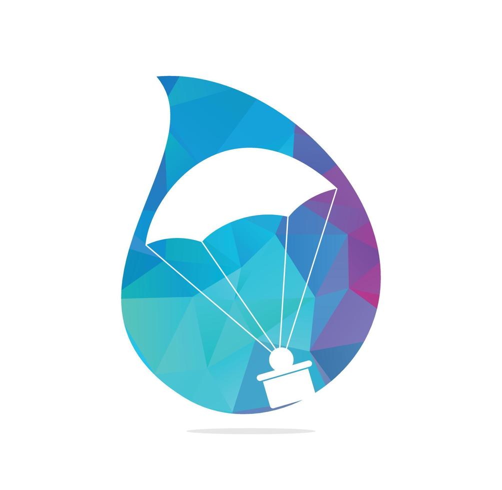 Gift delivery vector logo design. Parachute gift delivery concept emblem.