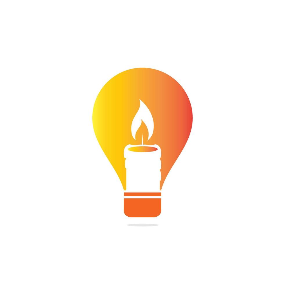 Candle bulb shape concept logo design illustration. Abstract Candle fire logo vector template.