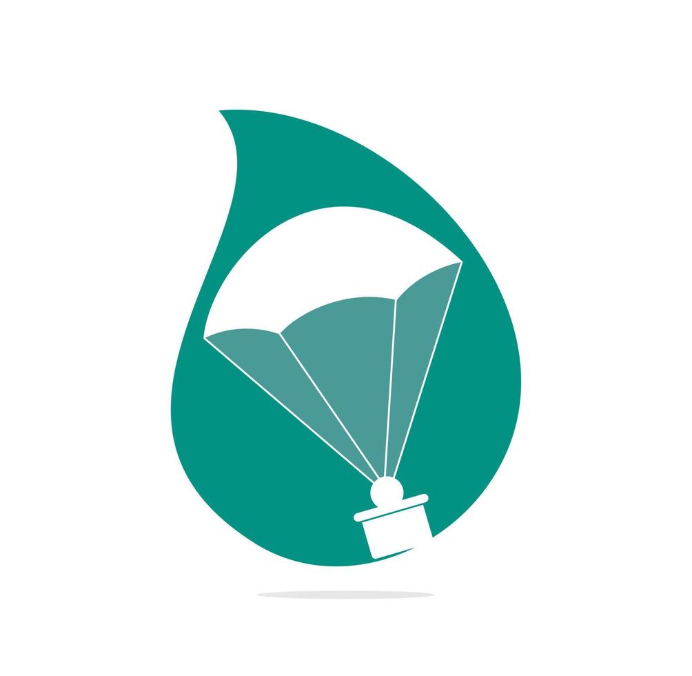 Gift delivery vector logo design. Parachute gift delivery concept emblem.