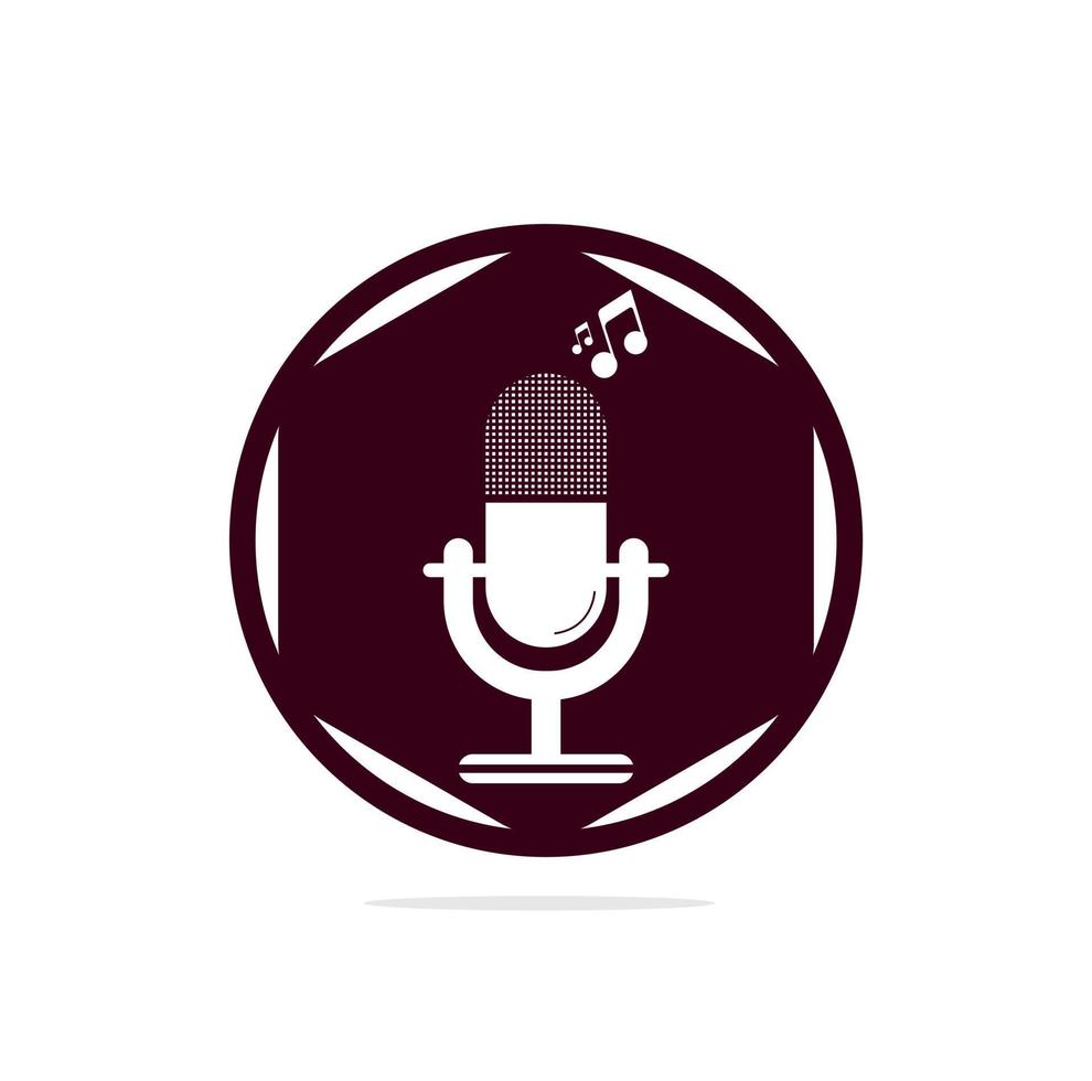 diseño de logotipo de podcast de micrófono. micrófono de mesa de estudio con diseño de icono de transmisión. vector