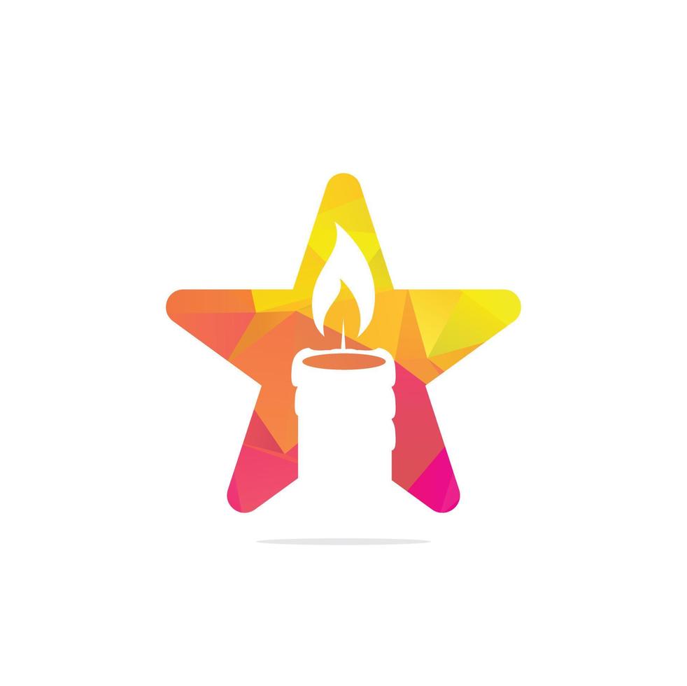 Candle star shape concept logo design illustration. Abstract Candle fire logo vector template.