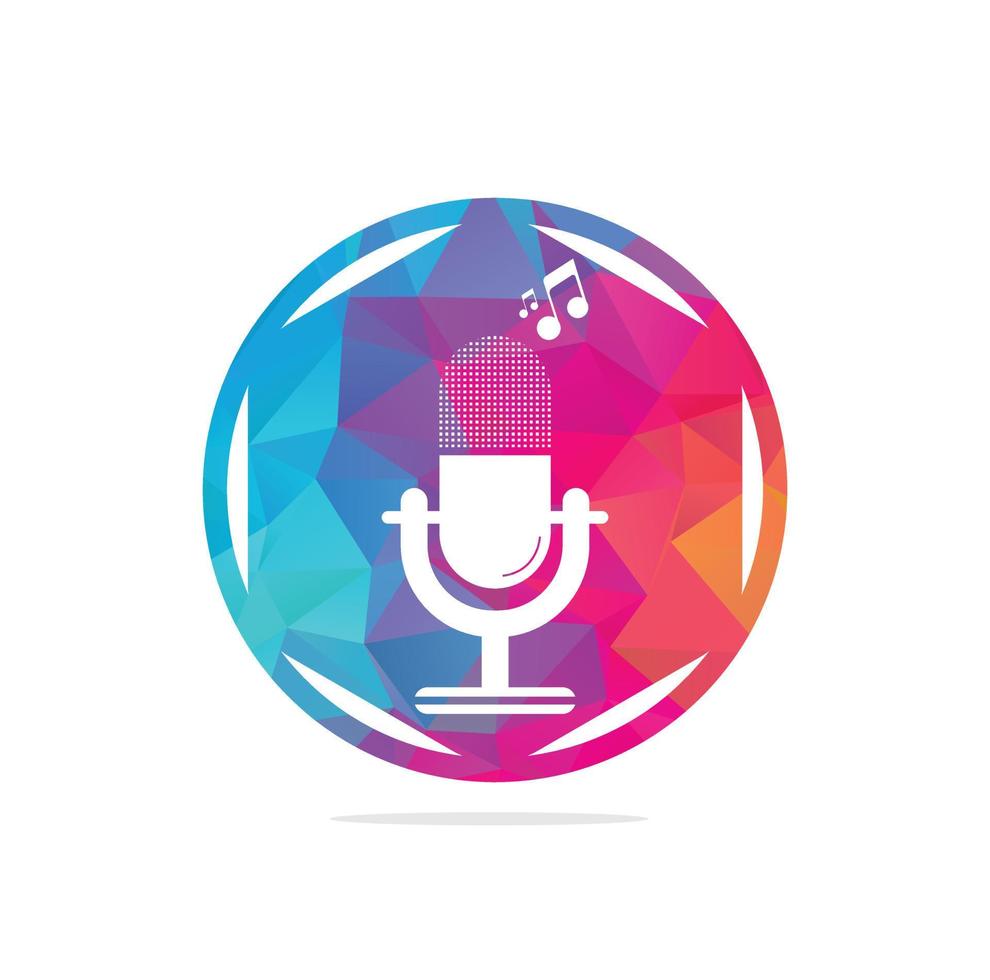 microphone Podcast logo design. Studio table microphone with broadcast icon design. vector