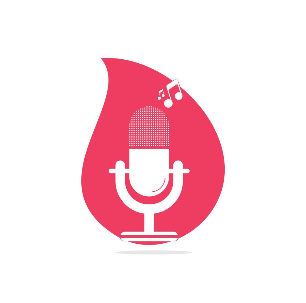 microphone Podcast pixels effect logo design. Studio table microphone with broadcast icon design. vector