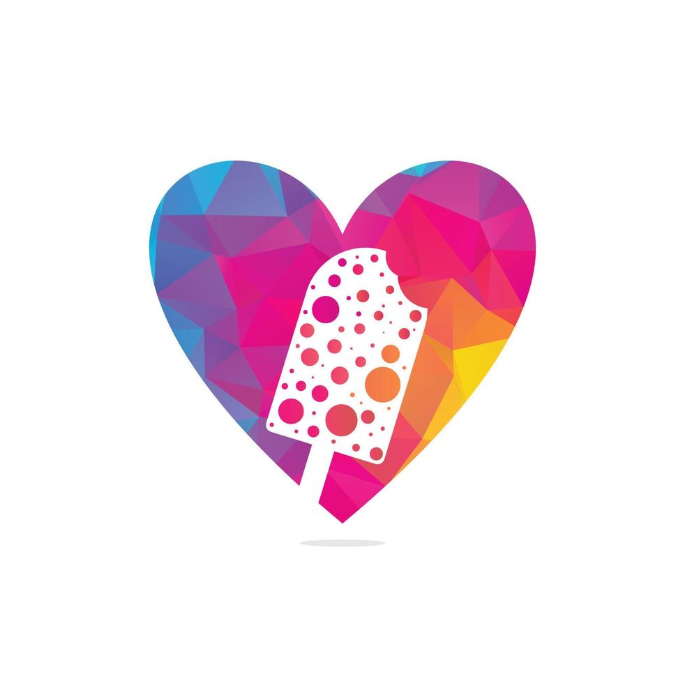 barra de helado. diseño de ilustración de plantilla de logotipo de vector de logotipo de concepto de forma de corazón de helado.