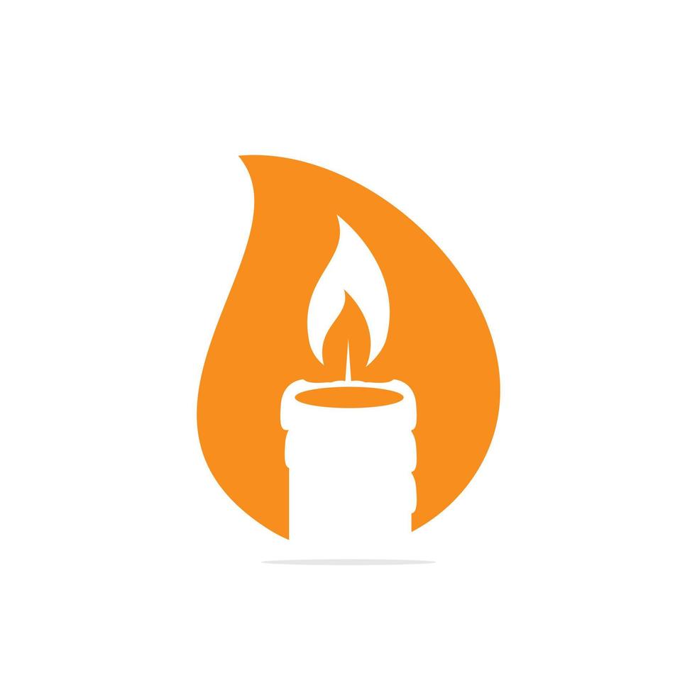 Candle drop shape concept logo design illustration. Abstract Candle fire logo vector template.