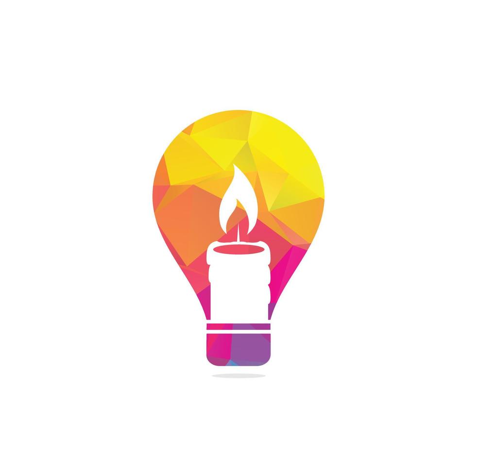 Candle bulb shape concept logo design illustration. Abstract Candle fire logo vector template.