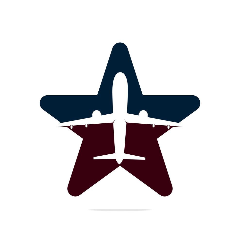 Plane Star Logo Design. Airliner, passenger. vector