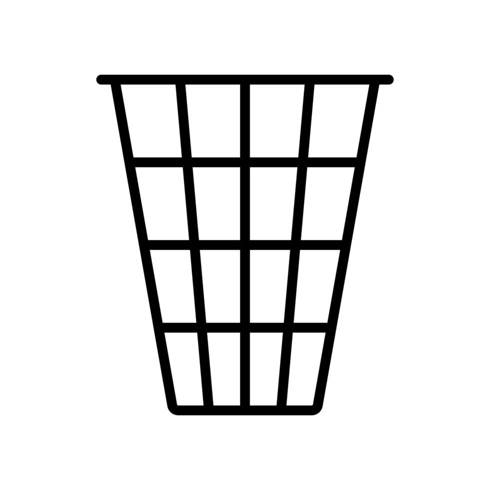 Mesh wire trash basket, dustbin, garbage bin icon in line style design isolated on white background. Editable stroke. vector
