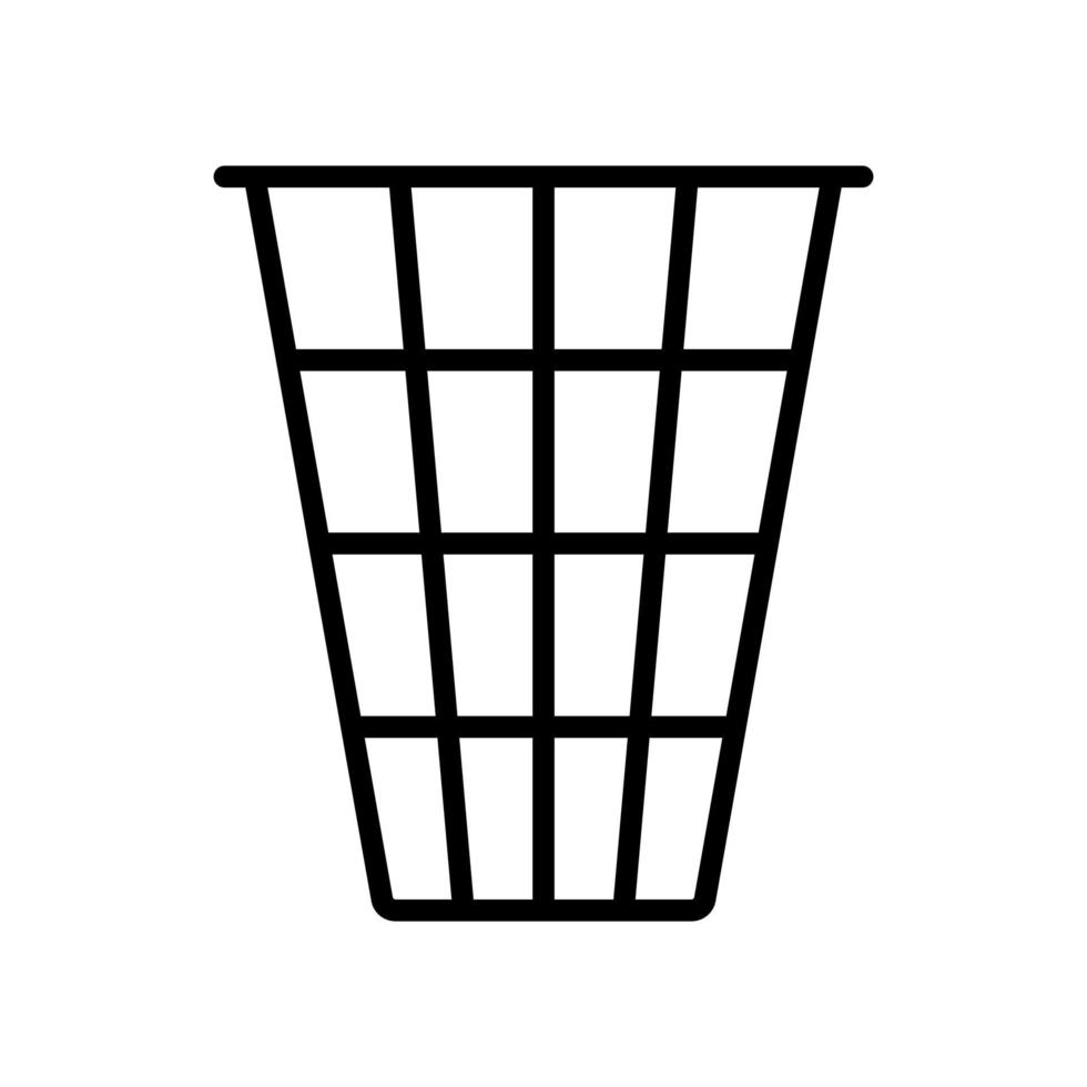 cesta de basura de alambre de malla, cubo de basura, icono de cubo de basura en el diseño de estilo de línea aislado sobre fondo blanco. trazo editable. vector