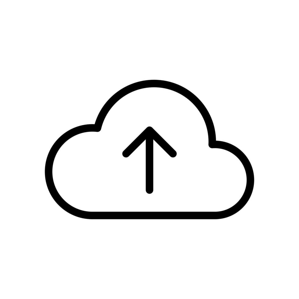 Drag and drop to cloud upload, online backup concept icon in line style design isolated on white background. Editable stroke. vector