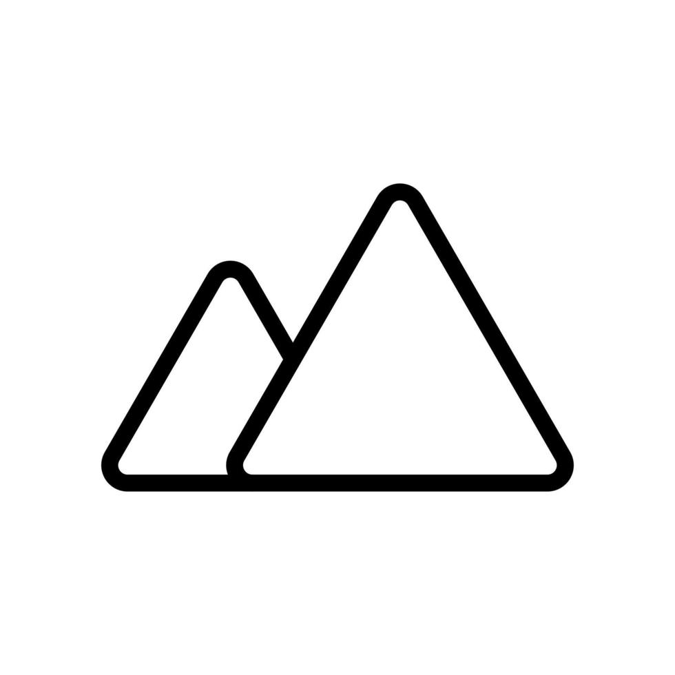 Mountains icon in line style design isolated on white background. Editable stroke. vector