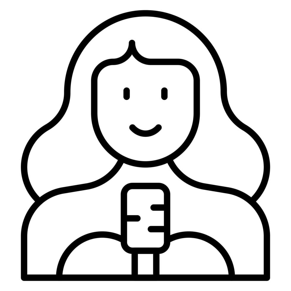 Singer Female Line Icon vector