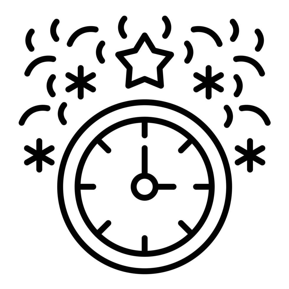 icono de línea de reloj de año nuevo vector
