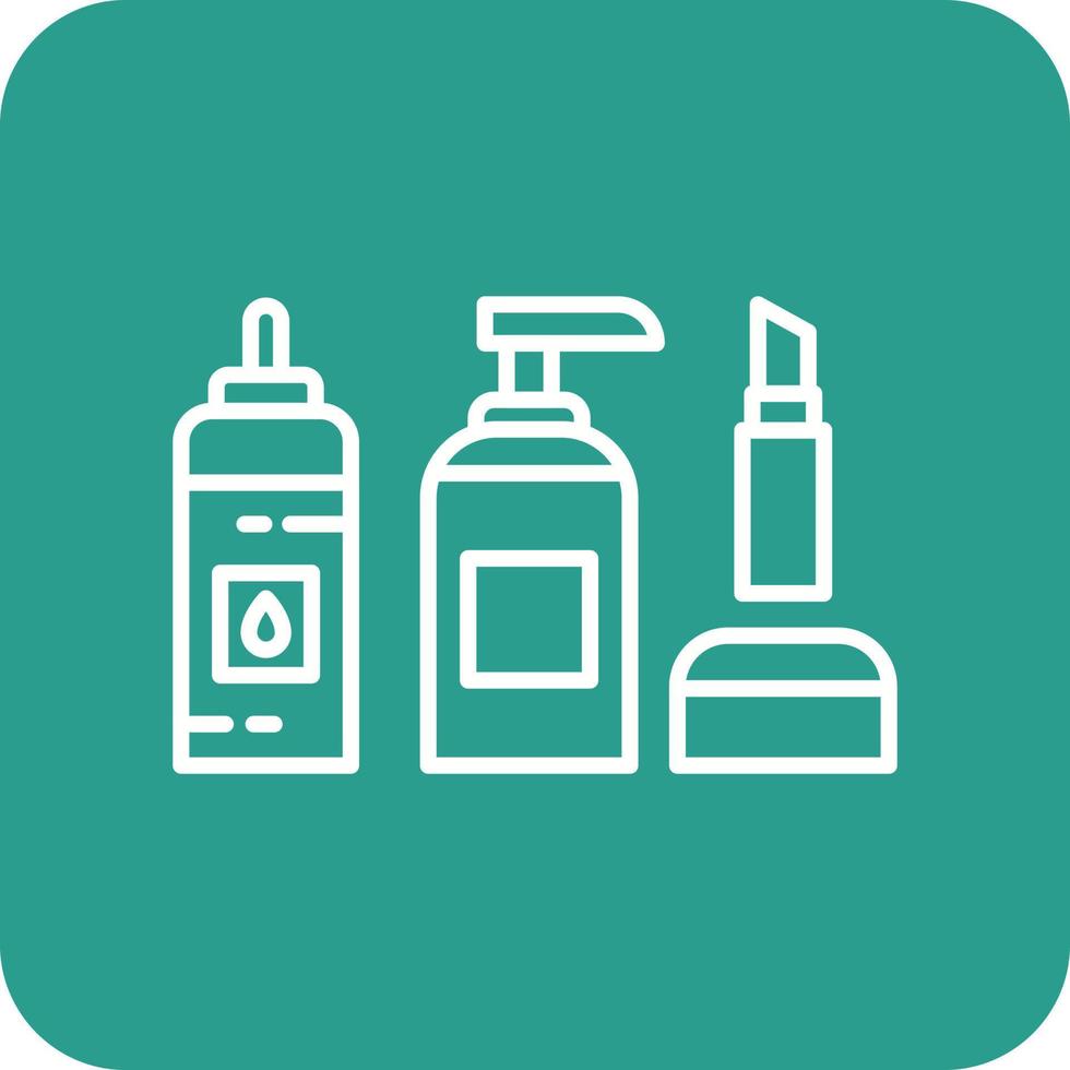 Cosmetics Line Round Corner Background Icons vector