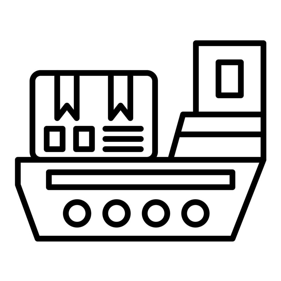 icono de línea de barco de carga vector