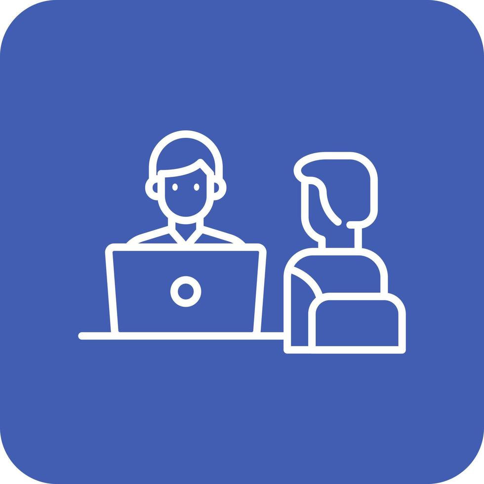 Interview Line Round Corner Background Icons vector