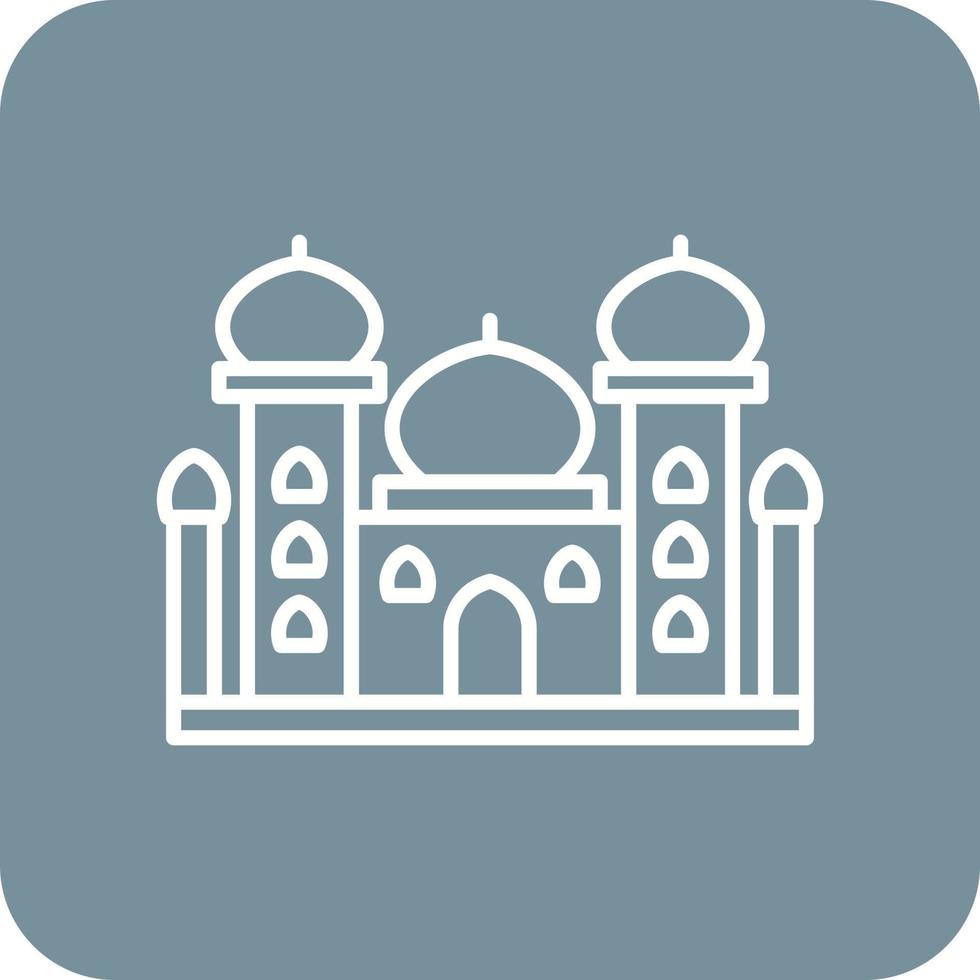 Taj Mahal Line Round Corner Background Icons vector