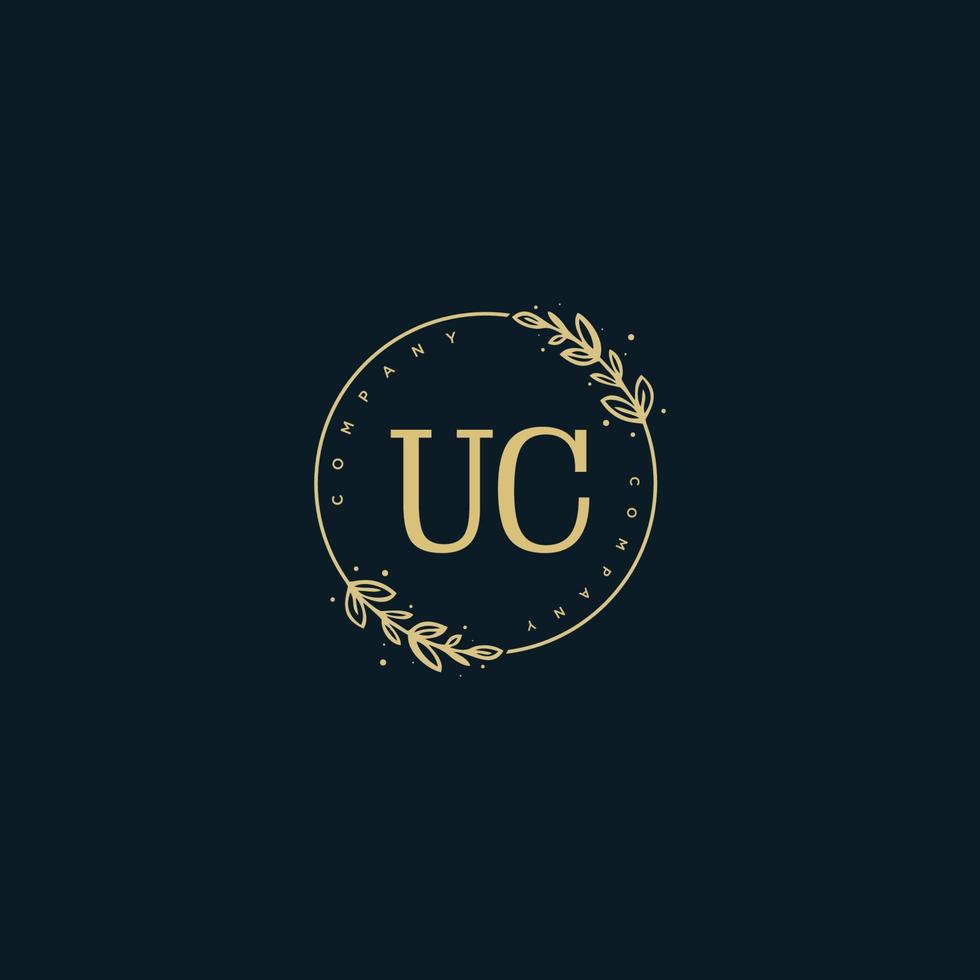 Initial UC beauty monogram and elegant logo design, handwriting logo of initial signature, wedding, fashion, floral and botanical with creative template. vector