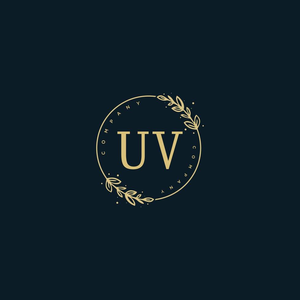 monograma de belleza uv inicial y diseño de logotipo elegante, logotipo de escritura a mano de firma inicial, boda, moda, floral y botánica con plantilla creativa. vector