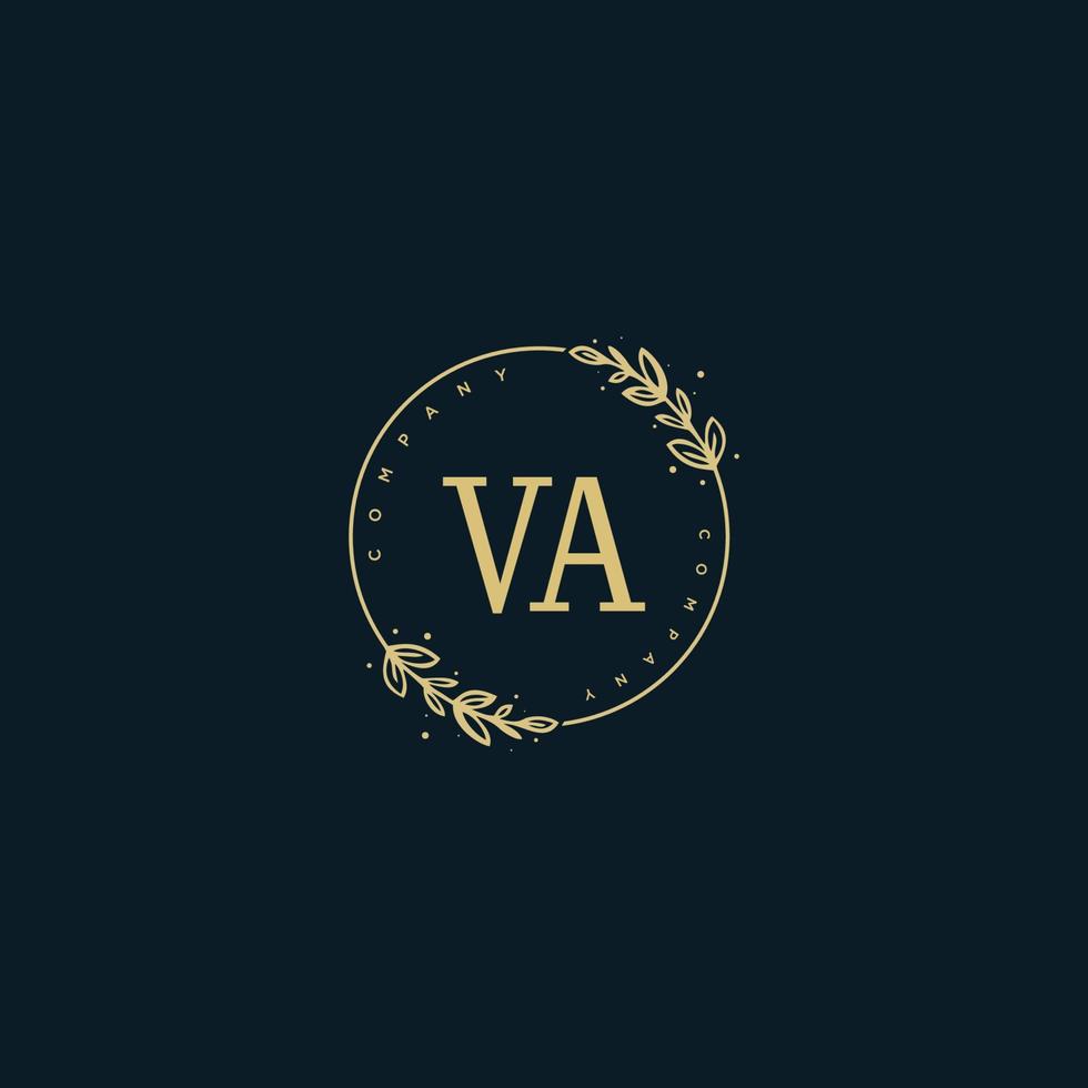 Initial VA beauty monogram and elegant logo design, handwriting logo of initial signature, wedding, fashion, floral and botanical with creative template. vector