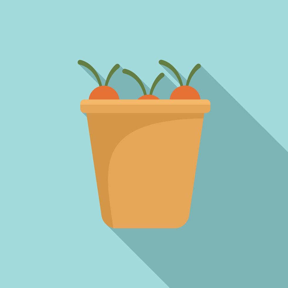 Full carrot bucket icon, flat style vector