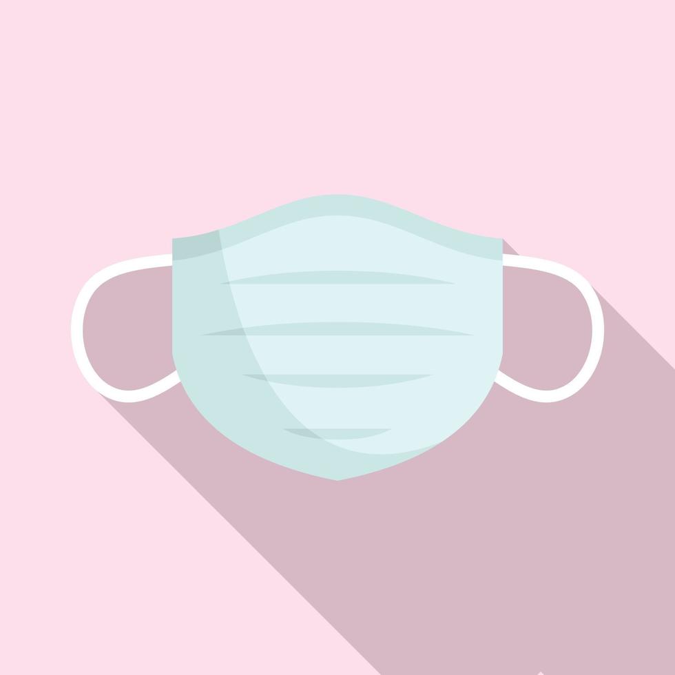 Surgical medical mask icon, flat style vector