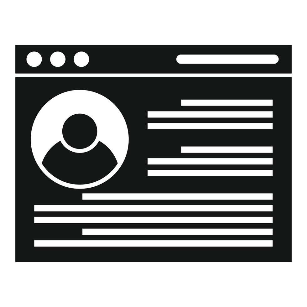 Personal information web page icon, simple style vector