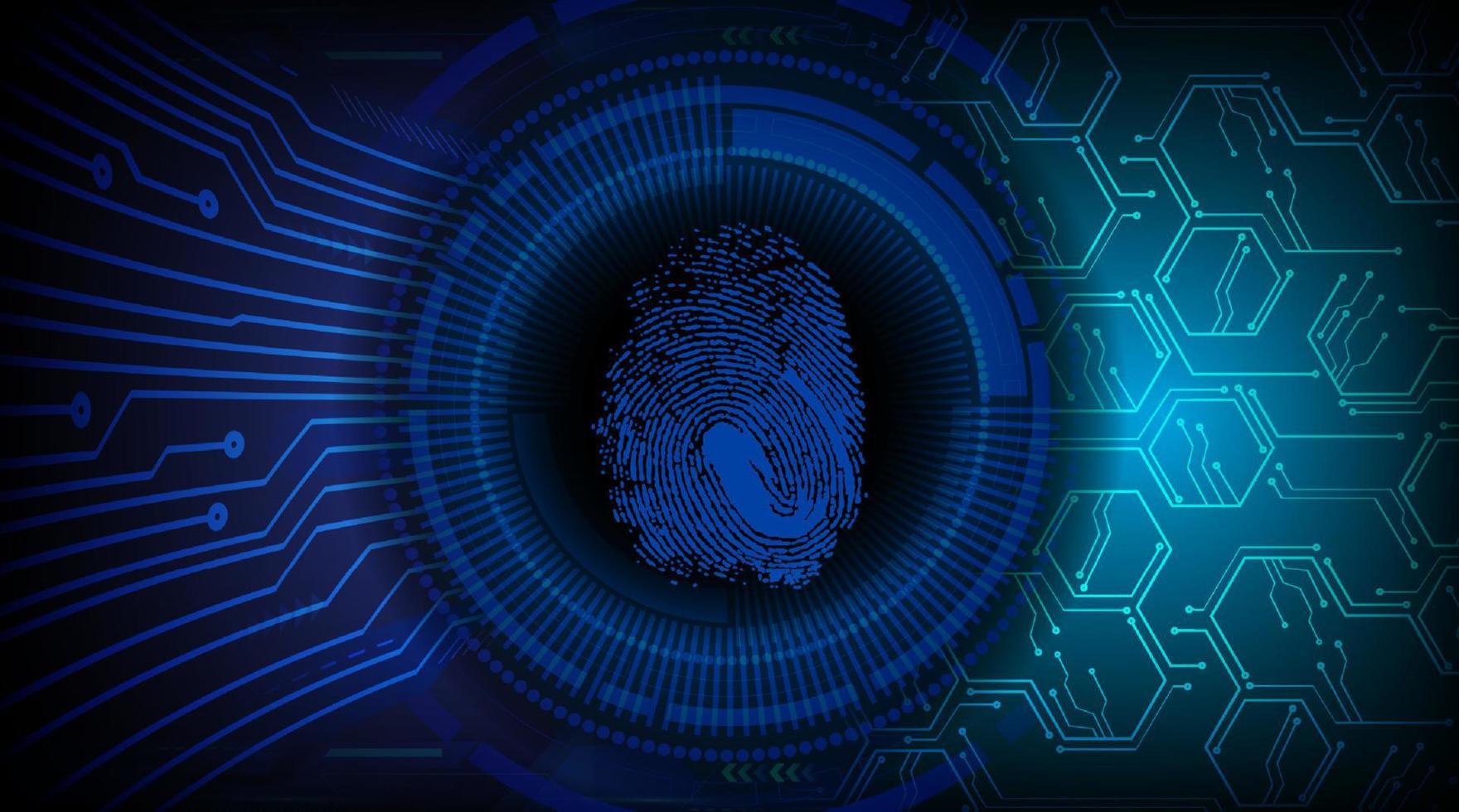 Modern Finger Print Holograph on Technology Background vector