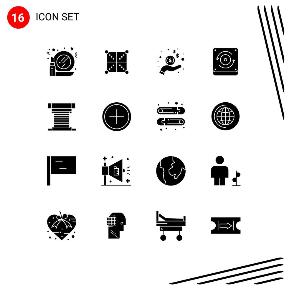 16 Solid Glyph concept for Websites Mobile and Apps cooler sound rule speaker dollar Editable Vector Design Elements