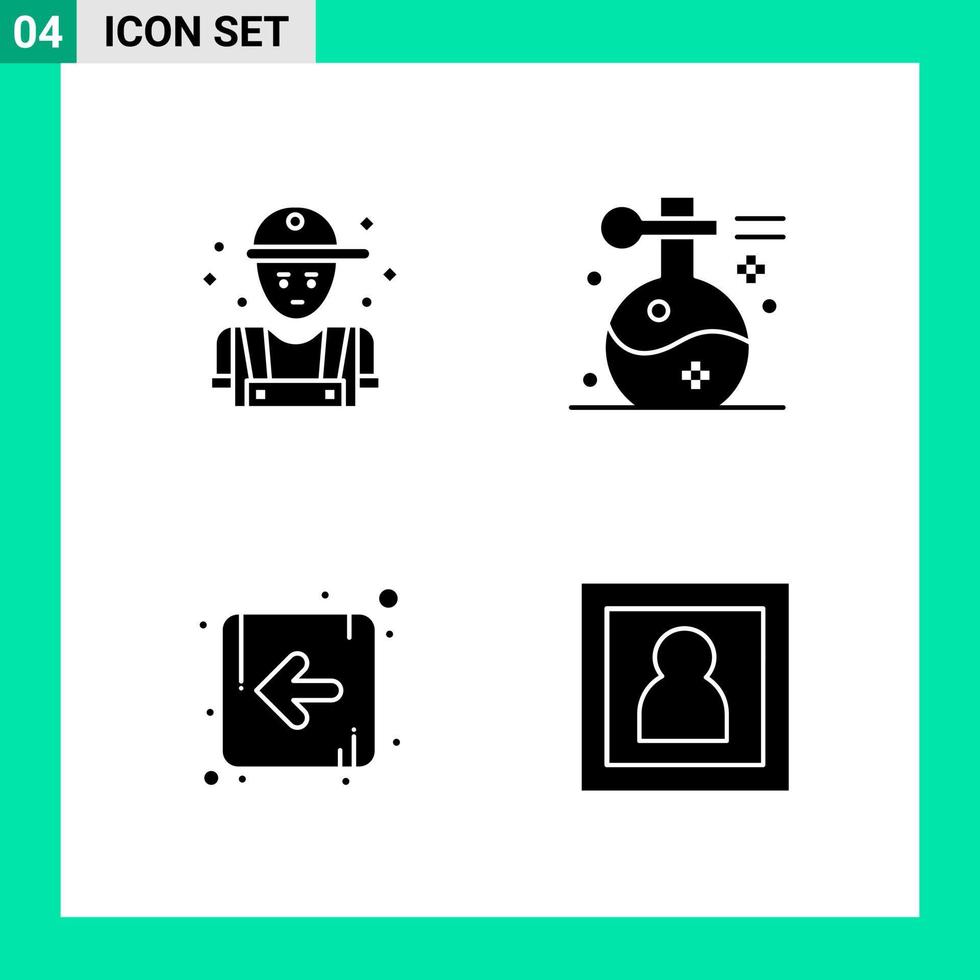 paquete de 4 símbolos de glifo de conjunto de iconos de estilo sólido para imprimir signos creativos aislados en fondo blanco 4 conjunto de iconos fondo de vector de icono negro creativo