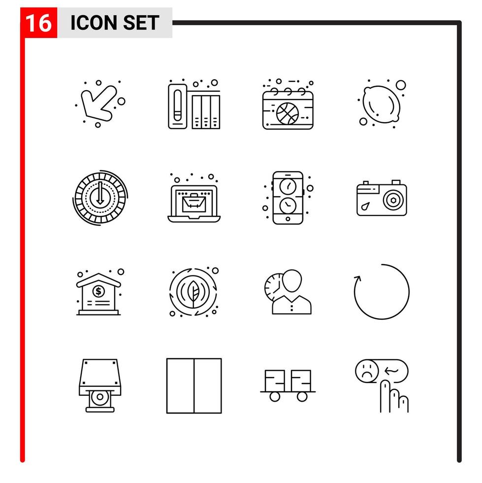 16 General Icons for website design print and mobile apps 16 Outline Symbols Signs Isolated on White Background 16 Icon Pack vector