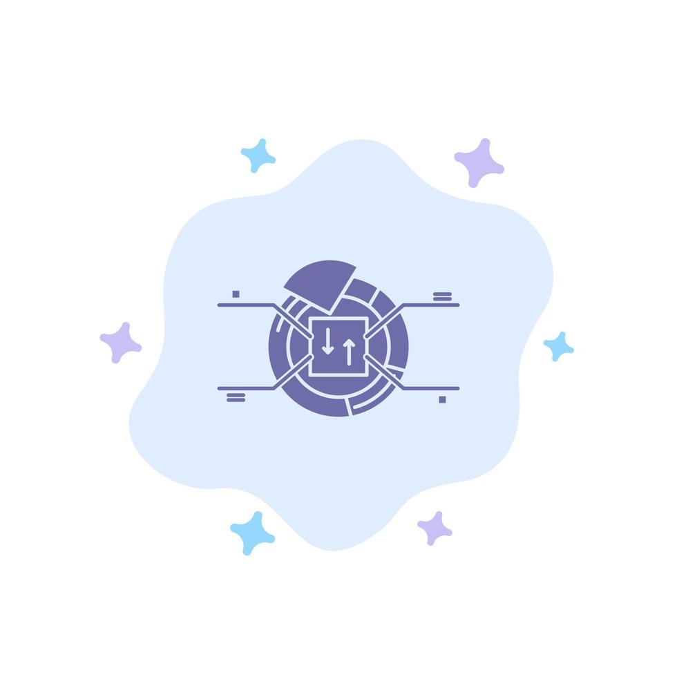 Pie Chart Report Percentage Blue Icon on Abstract Cloud Background vector